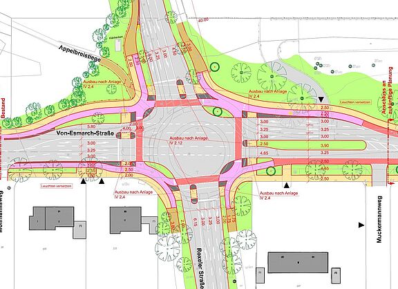 Geplante Kreuzung  Von-Esmarch-Straße